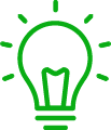 Green icon of light bulb