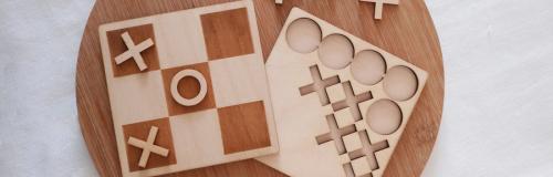 Laser wood cutting tic tac toe game
