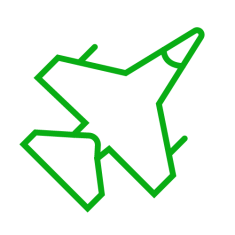 Icon of aircraft for defense and military market page on Gravotech website