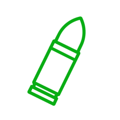 Icon of ammunition for defense and military market page on Gravotech website