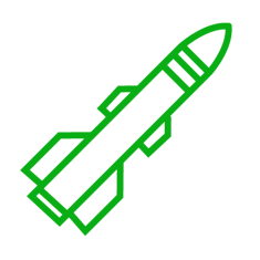 Icon of missile for defense and military market page on Gravotech website