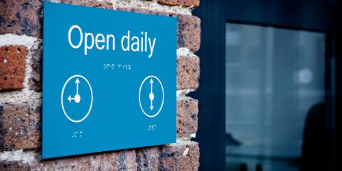 Outside signage with ADA/braille - Gravotac exterior