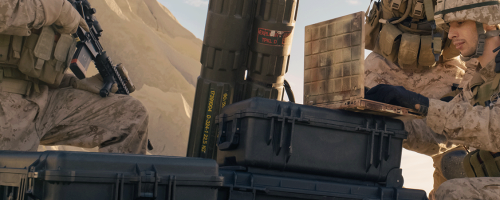 Soldiers with cargo and equipment in the field