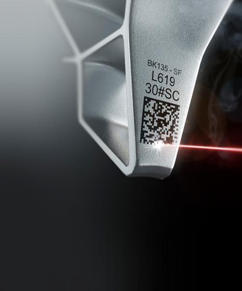 Datamartrix marked with fiber laser engraver 