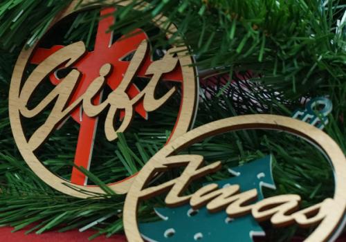 Laser wood cutting Christmas tree decorations