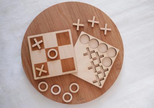 Laser wood cutting tic tac toe game