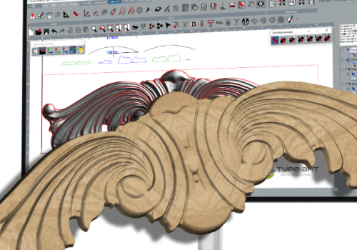 Wood working and detailed engravings thanks to the TYPE ART module