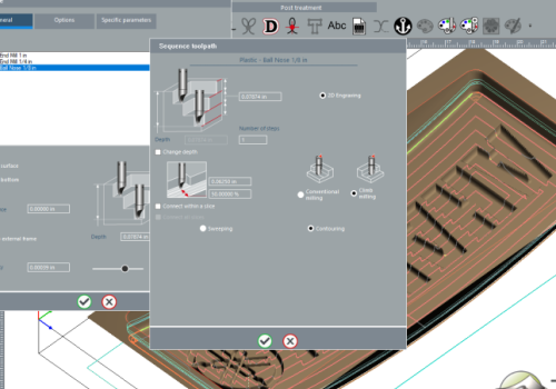 TYPE EDIT cutter and toolpath setting window