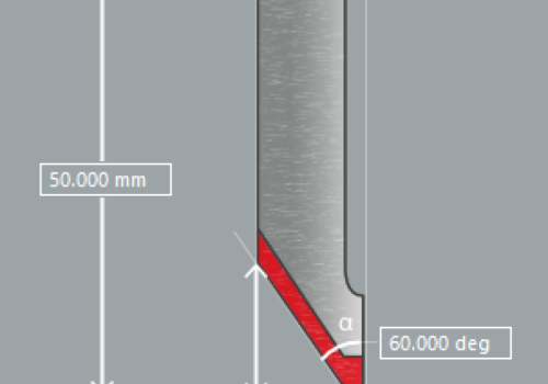 Cutter tool diagram showing tool bit used for new Cutter and chamfer toolpath