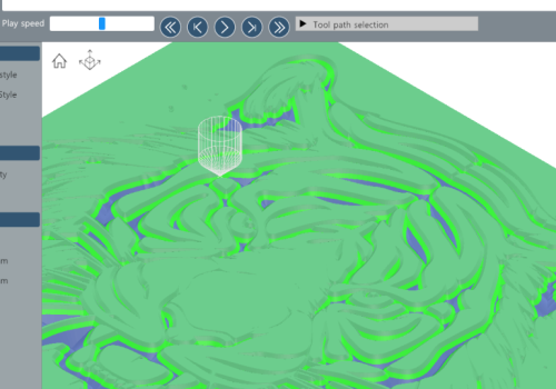 Tiger engraving toolpath preview with NC simulation
