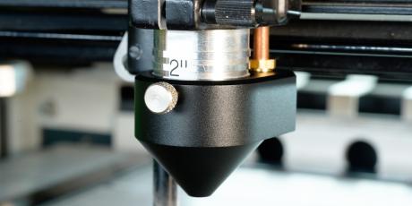 Close up of a mounted laser nozzle